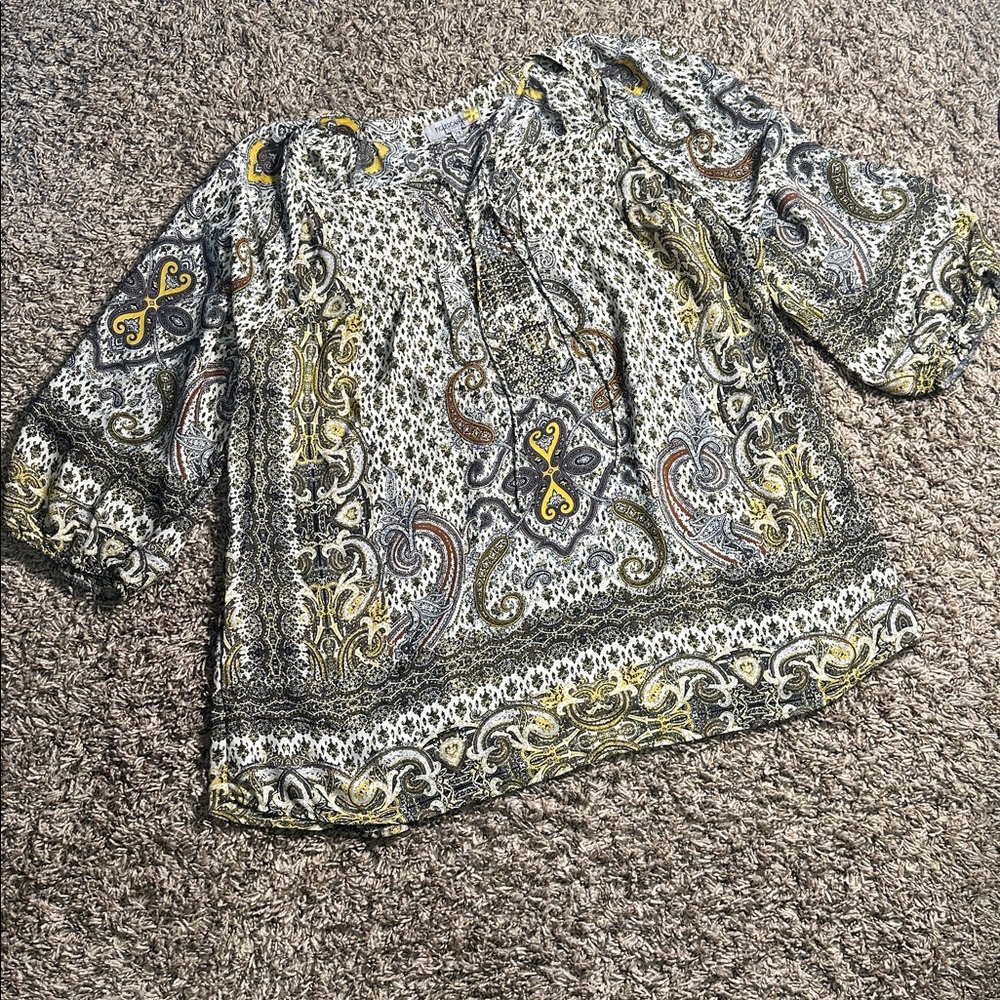 Figueroa & Flower Elegant Paisley Women's Blouse - Black and Yellow